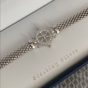 Ship wheel sterling silver bracelet